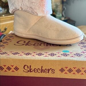 Skechers Light Pink Faux Suede Slip-On Bootie